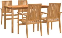 vidaXL 5-delige Tuinset Massief Teakhout Bruin 4 Zitplekken Vierkante Tafel