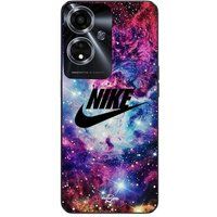 Maniacase Hoesje Oppo A59 5G nike logo zwart stijlvol roze paars blauw