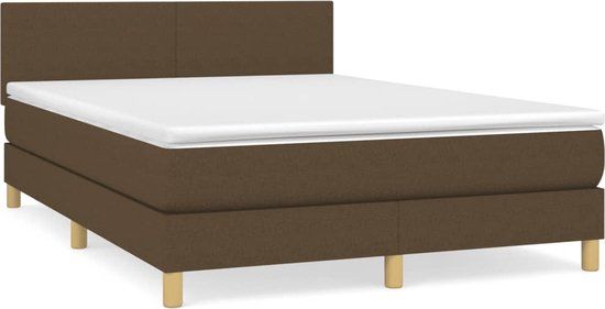vidaXL Boxspring met matras donkerbruin 140x200 cm
