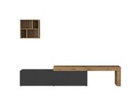 Ensemble meuble TV effet bois anthracite mat et chêne