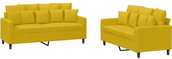 vidaXL 2-delige Loungeset met Kussens Fluweel Geel