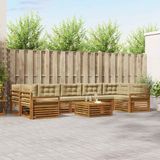 vidaXL Hoek loungeset Acacia hout Natuurlijk en beige
