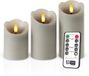 Meisterhome - 3x LED Stompkaarsen - Grijs - Echte Wax - 10/12.5/15 cm - Afstandsbediening & Timer
