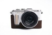 TP Handgemaakte echt lederen halve cameratassen voor Olympus E-PL8 EPL8 - DONKERBRUIN