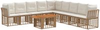 vidaXL Tuinbank Set 10 st Natuurlijk en Crème Wit poly rattan