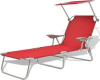 vidaXL Ligbed met luifel staal rood