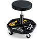 Goplus Tabouret d'atelier avec 4 roues universelles, haute réglable, tabouret mécanique avec rangement d'outils, siège pivotant 360° pour garage/atelier, charge 150 kg (noir)