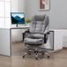 Fauteuil de direction massant et chauffant, hauteur ajustable dossier inclinable, revêtement microfibre gris