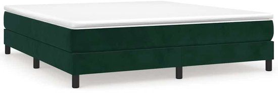 vidaXL Boxspring met matras fluweel donkergroen 160x200 cm