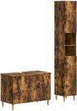 vidaXL - 2-delige - Badkamerkast - Set - DELFT - Gerookt - eiken - Bewerkt - hout