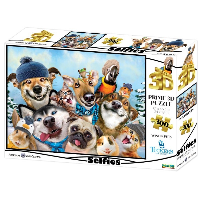 Tucker's Fun Factory 3D Image Puzzel - Winter Pets Selfie (300 stukjes)