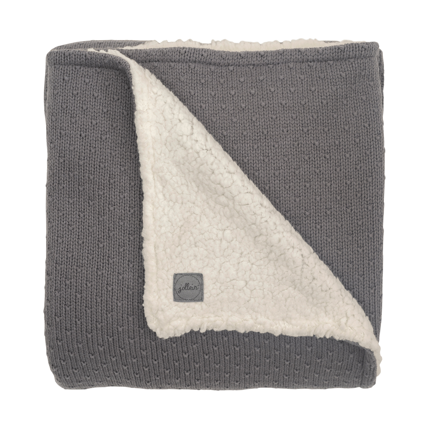 Jollein Bliss Knit Teddy Ledikantdeken Storm Grey 100 x 150 cm grijs