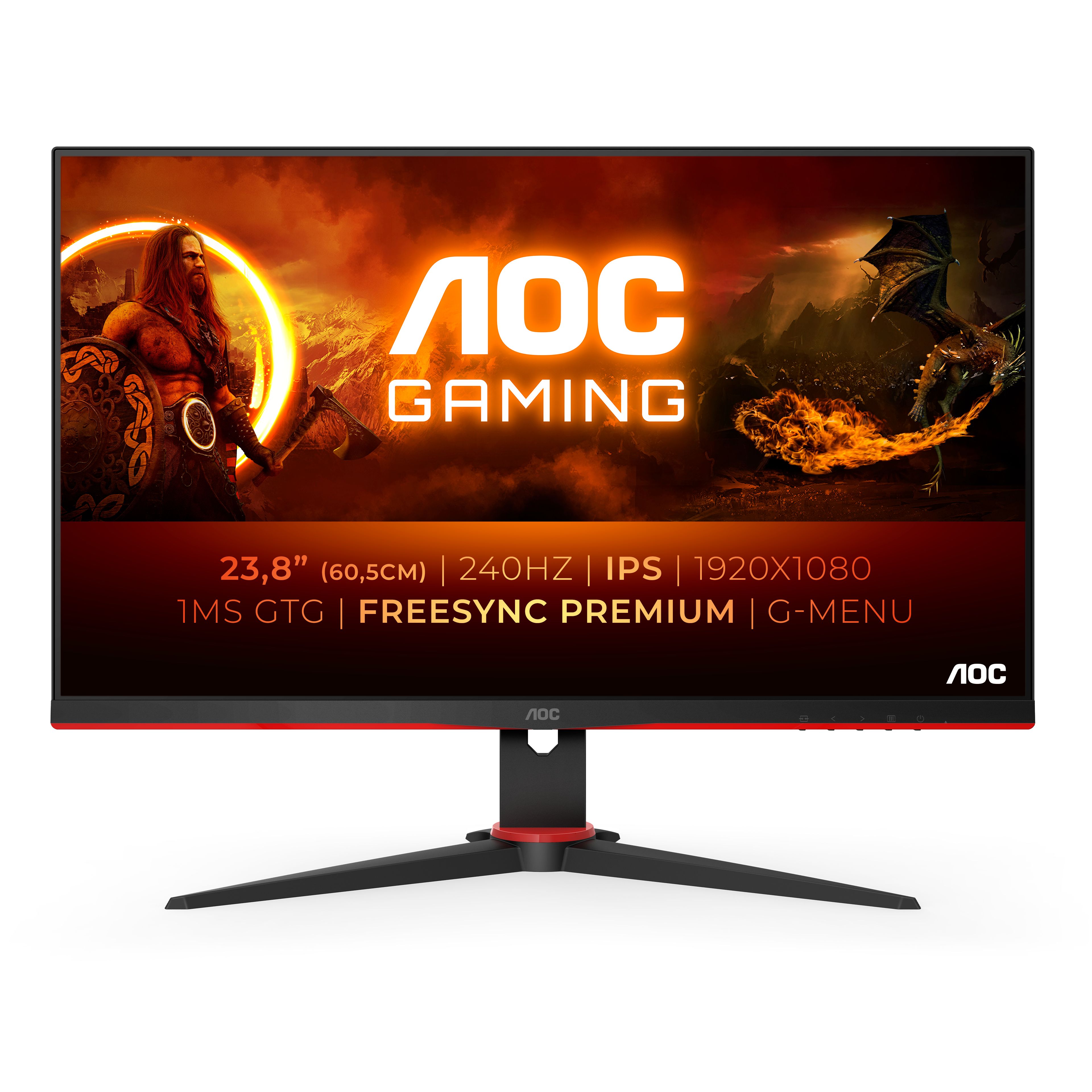 AOC 24G2ZE/BK 23.8" Full HD 240Hz Gaming Monitor - Black/Red