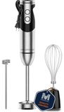 Merkloos Titan 3-in-1 Stick Blender - Titanium-Reinforced Blades - 12 Speeds - Turbo - Whisk and Milk Frother - Black