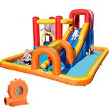 Baralir Opblaasbaar kasteel met ventilator, droog/waterglijbaan, biedt plaats aan 3-5 kinderen tegelijk. Children's Bouncy Castle voor binnen en buiten, 400 × 320 × 200 cm