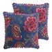 Paoletti Malisa Twin Pack met veren gevulde kussens, rookblauw, 50 x 50 cm