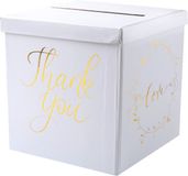 Santex Enveloppendoos thank you - Bruiloft - wit/goud - karton - 20 x 20 cm