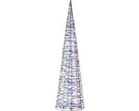 Lumineo LED kegel kerstboom lamp - zilver parelmoer - 40 leds wit - D18 x H80 - timer