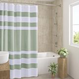 Madison Park Douchegordijn spa wafelweefsel douchegordijn voor badkamer 3 m Scotchgard vochtregulatie, spa-kwaliteit moderne douchegordijnen voor badkamer, standaard 182 x 182 cm saliegroen