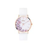 S.Oliver Montre femme analogique quartz blanc bracelet silicone 36mm