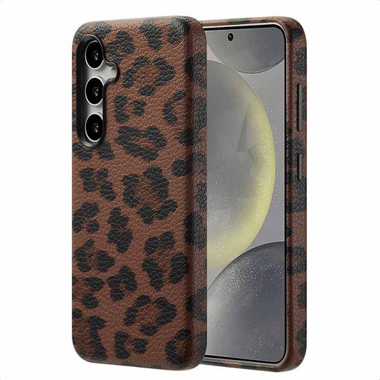Selencia Sabi Backcover Panterprint met MagSafe voor de Samsung Galaxy S24 - Mocha Brown