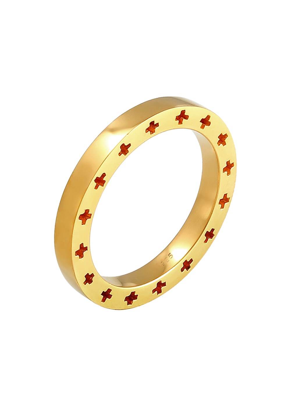 Elli Elli Elli Ring Dames Band Ring Kruis Uitgesneden Symbool in 925 Sterling Zilver Verguld Ringen