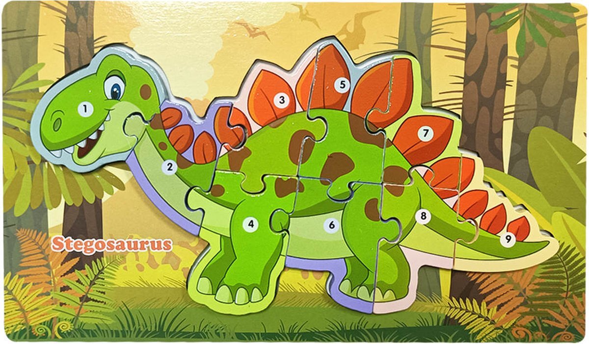 Melloniki Houten Dinosaurus Puzzel - Stegosaurus