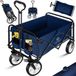 Kesser Bolderkar Opvouwbaar zonder Dak - Bolderwagen / Strandkar / Tuinaanhanger met PVC Banden en 2 Netzakken - Blauw/Marineblauw