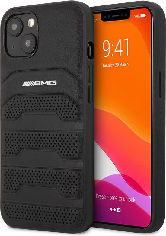 Mercedes AMG Mercedes-Benz iPhone 13 Mini Backcase hoesje - Leer - Zwart