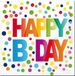 Merkloos Servetten - 40x - papieren - 33x33 cm - Happy B-day - stippen - verjaardagsversiering