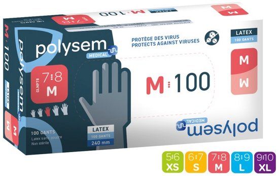 Polysem Latex Handschoenen Maat M 100ST