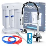 Aquaphor Ensemble de filtration d'eau potable par osmose inverse Morion 101s + robinet de cuisine chromé à ressort massif à trois voies