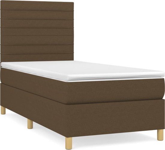 vidaXL Boxspring met matras stof donkerbruin 80x200 cm