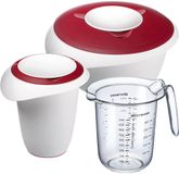 Westmark Bakset, 3-delig: 1 mengkom 2,5 l, 1 gardepot 1 l, 1 maatbeker 1 l, kunststof, wit/rood/transparant