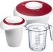 Westmark Bakset, 3-delig: 1 mengkom 2,5 l, 1 gardepot 1 l, 1 maatbeker 1 l, kunststof, wit/rood/transparant