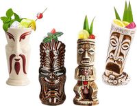 Tiki Wan GmbH Tiki Mugs Cocktailbeker Hawaii Cocktailglazen Tiki Bar accessoires Tiki kopjes drankjes mokken Hawaiian Party Barware, Q7