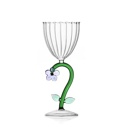 Ichendorf Milano Optische Bloem Paars | Botanische Collectie | 28 cl | Borosilicaatglas | Handgemaakt
