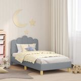 vidaXL Kinderen Bedframe met Hoofdboard Lichtgrijs Stof 80 x 160 cm