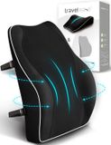TRAVEL Sovima - Ergonomisch rugkussen van traagschuim, lumbaalkussen voor bureaustoel, bureaustoel, met antistatische, huidvriendelijke hoes en voor een comfortabele zithouding (zwart)