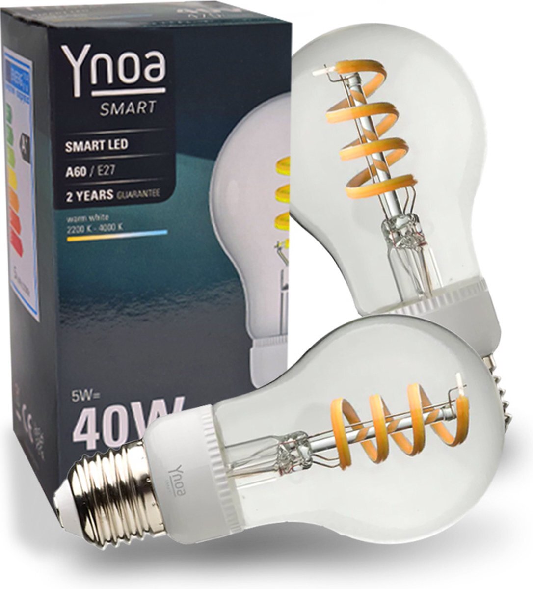 Ynoa Set van 2 Smart lampen White Tones - E27 LED lamp - Zigbee 3.0 - Filament lamp - Dimbaar - CCT - Werkt met o.a. Philips Hue en Homey
