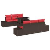 vidaXL Tuinbank Set 7 st 6-Aantal zitplaatsen Bruin en Rood