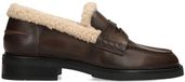 Manfield Dames Bruine Leren Teddy Loafers - Maat 41