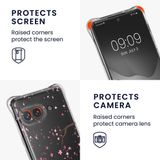 kwmobile telefoonhoesje geschikt voor Google Pixel 9a - Hoesje met telefoonkoord - Back cover voor smartphone - Case in poederroze / donkerbruin / transparant