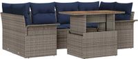 vidaXL Tuinbank Set 7 stuks Grijs en Marineblauw
