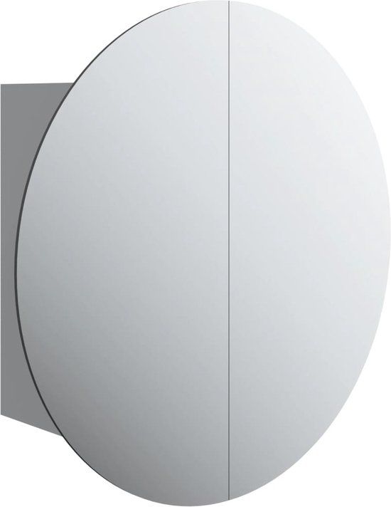 vidaXL Badkamerkast met ronde spiegel en LED 47x47x17,5 cm grijs