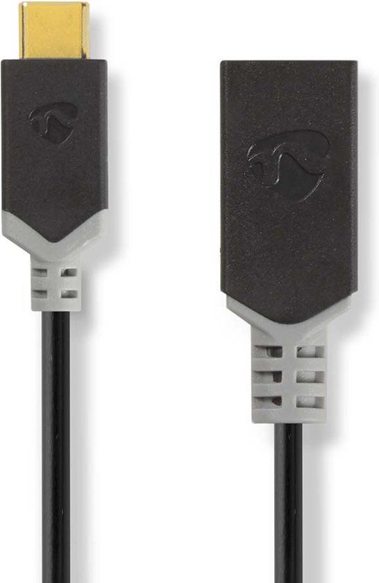 Nedis USB-C Adapter - USB 3.2 Gen 1 - USB-C Male - USB-A Female - 5 Gbps - 0.15 m - Antraciet