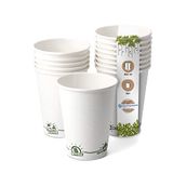 GREENBOX 50 stuks recyclebare papieren koffiebekers met EcoUp© Icon coating en PLA - Wegwerp en biologisch afbreekbaar - 300 ml - Wegwerp koffiebekers
