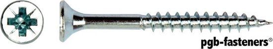 pgb-Europe PGB-Fasteners Spaanplaatschroef verzinkt 5.0x80mm Platkop Pozidriv 200 stuks