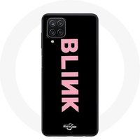Maniacase Hoesje voor Samsung Galaxy A12 Blink Fandom Blackpink Pink Logo Zwarte Achtergrond