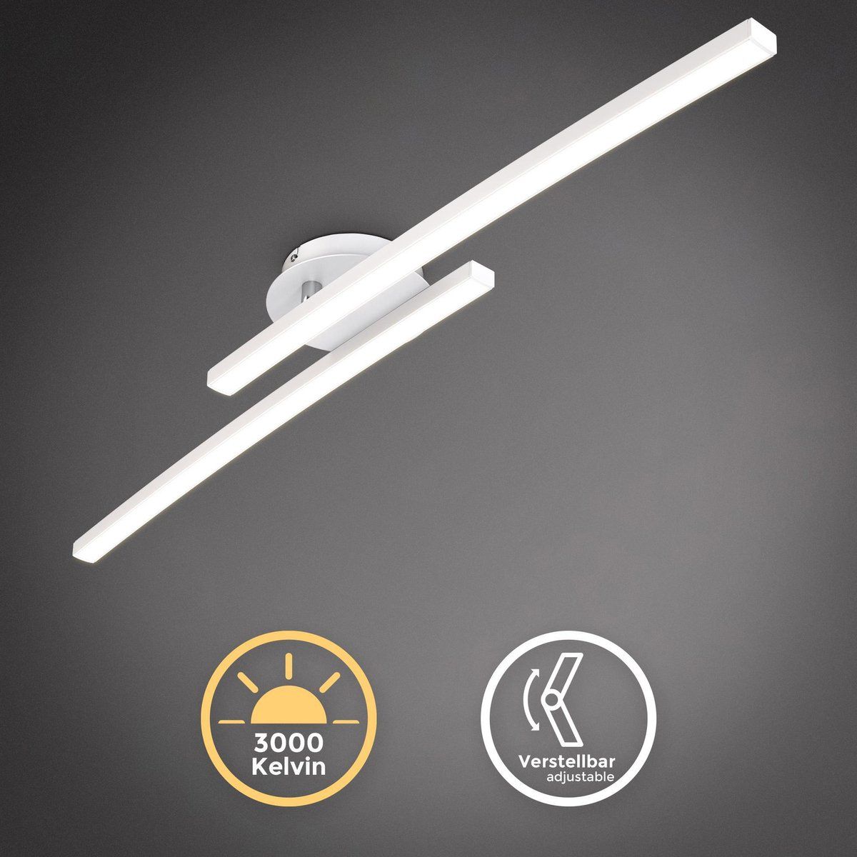 B.K.Licht LED Plafonnière - Wit - Draaibaar - 3.000K Warm Wit - 1100Lm - 12W